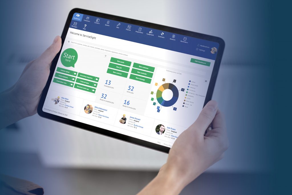 Field Service management system on screen